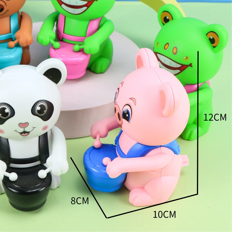 Kreskówka mechaniczna perkusja zabawka dla zwierząt śmieszne słodkie nakręcane niedźwiedź/żaba/panda/świnia zabawki Puzzle dla dzieci zabawki zabawny prezent urodzinowy dla dzieci