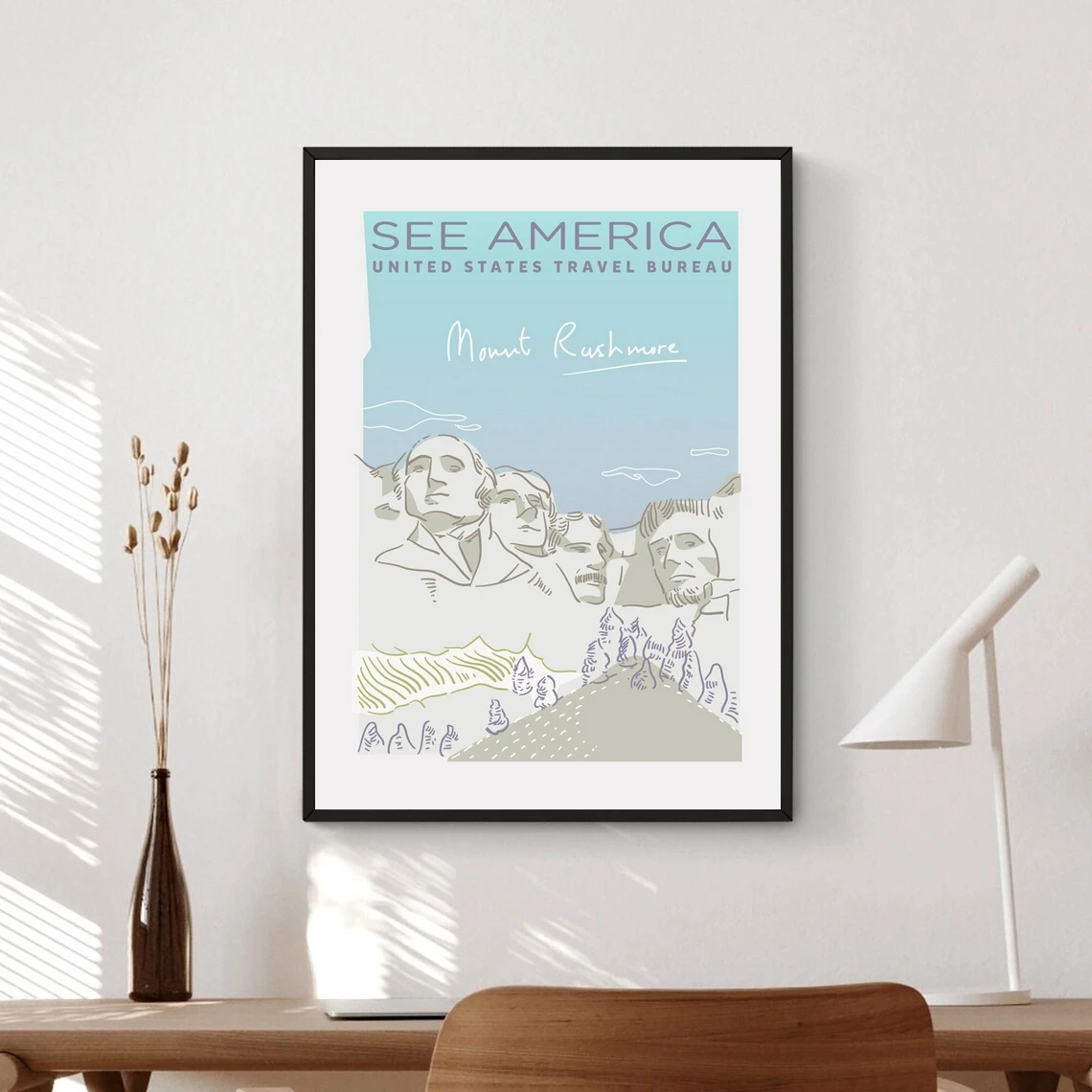 Mount Rushmore National Park Wall Poster, WPA Park Posters, South Dakota Parks, National Park Art