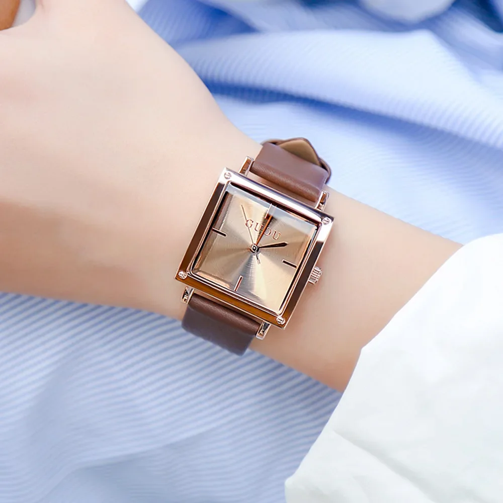 Ladies watch leather square personality fashion trendy wild simple style quartz watch waterproof female watch