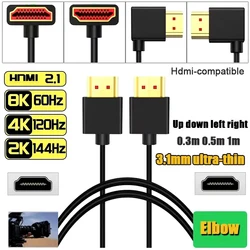 8K HDMI 2.1 Cable 48Gbps High Speed HDMI Cable Cord  8K@60Hz 4K@144Hz Thin HDMI Cord For Playstation Xbox Samsung TVs Laptop