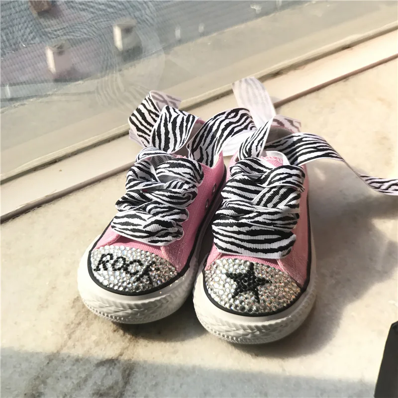 Custom Handmade Watermelon Low-Top Canvas Light Up Casual Flats Kids Crystal Girl Boys Sneakers