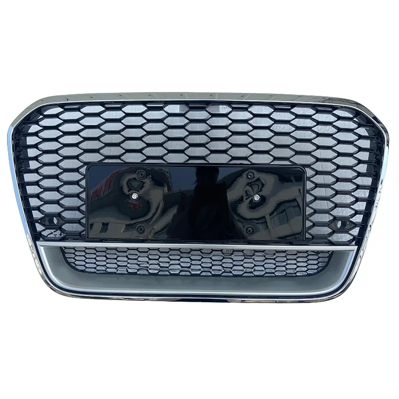 For Audi A6 C7 Modified RS6 Racing Grills Grill Honeycomb Hood 2012 2013 2014 2015 Front Bumper Mesh Cover Plate Car Accessories