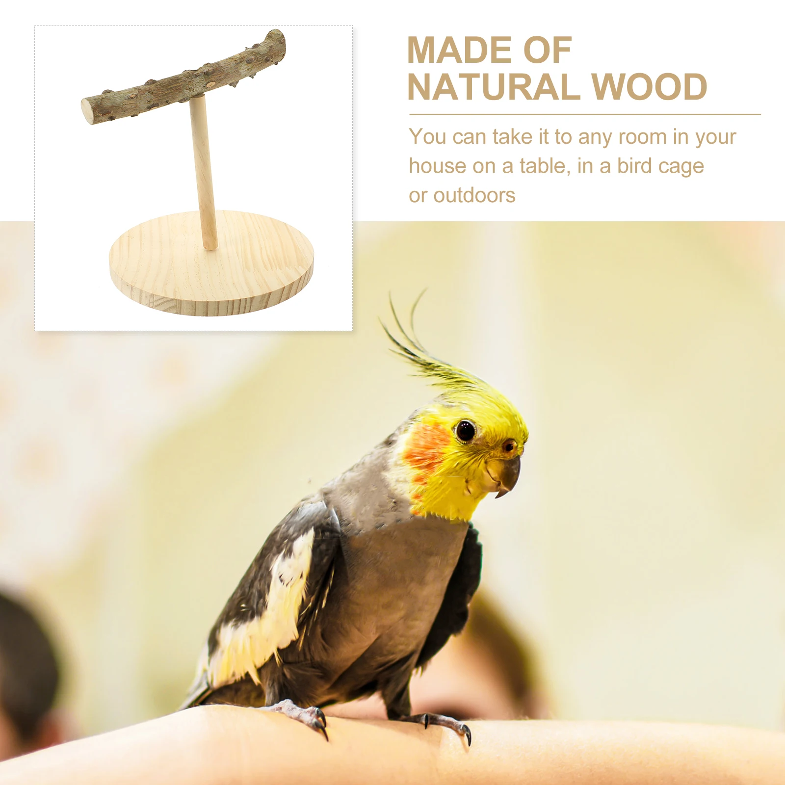

Wooden Perch Stand For Parrots Natural Parrot Training Playground Chewable Cage Accessory Perches For Cockatiels Stands Bird