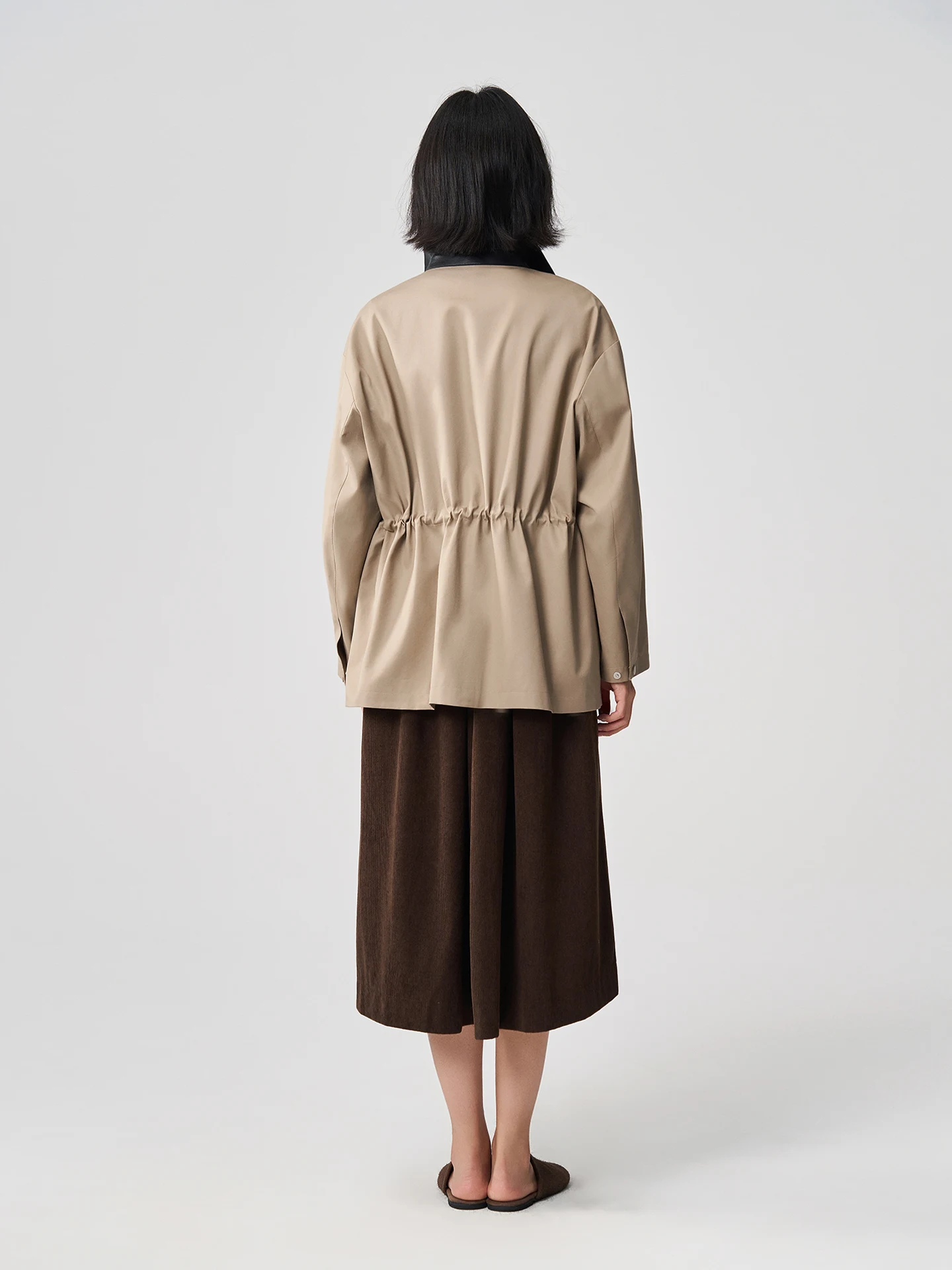 Manteau long décontracté pour femme Sis Marti, en coton de haute qualité, motif litchi en cuir, fermeture éclair, collection automne Maple High Cotton Balloon Sle Jaet