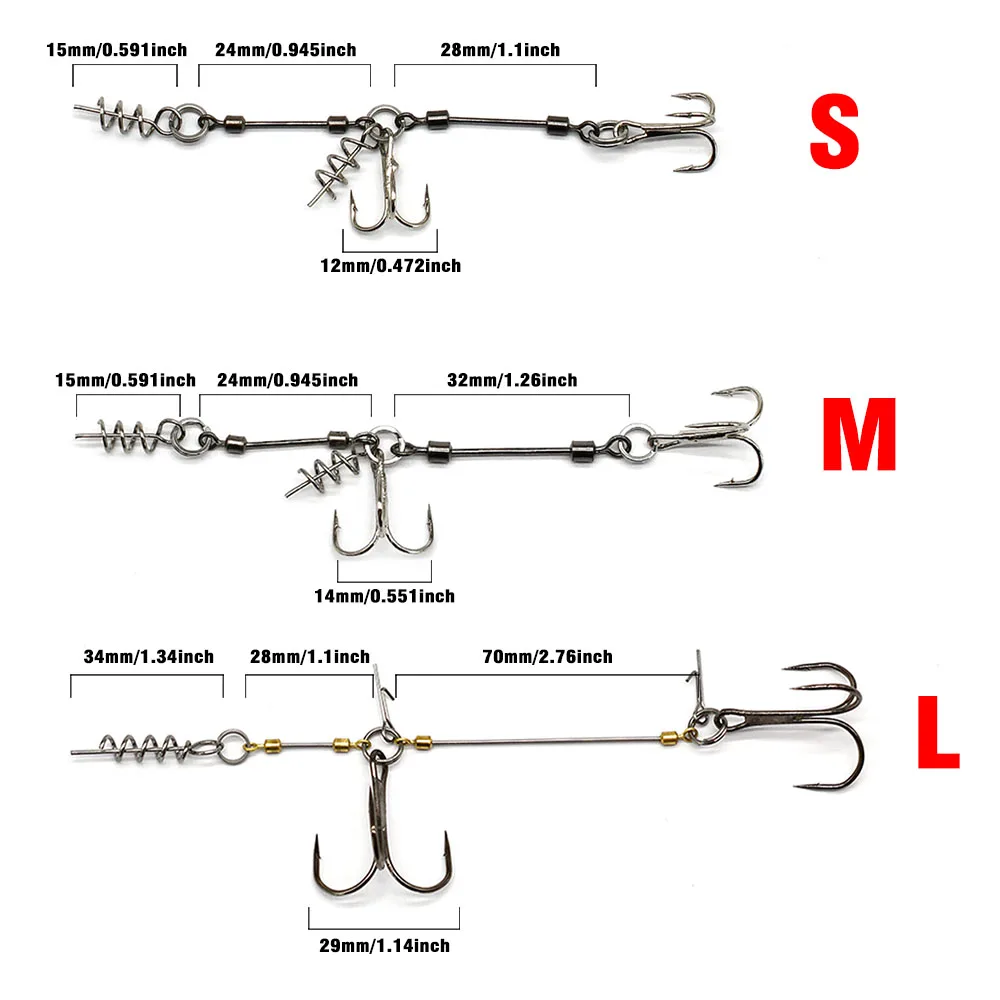 S M L ثلاثة حجم تلاعب السنانير مركز دبوس المسمار ثقالة الوزن دبوس موصل متعدد عمق المسمار الصيد هوك مجموعة