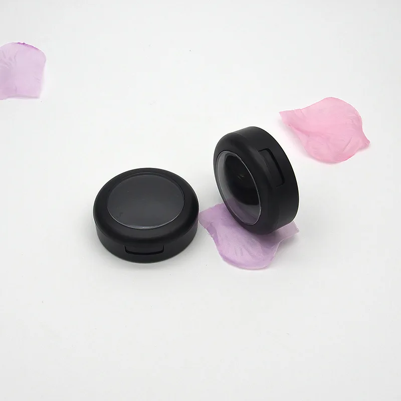 36mm Frost Black Empty Blusher Cosmetic Compact Box Plastic Eyeshadow Case Clear Cap Cosmetic Powder Container