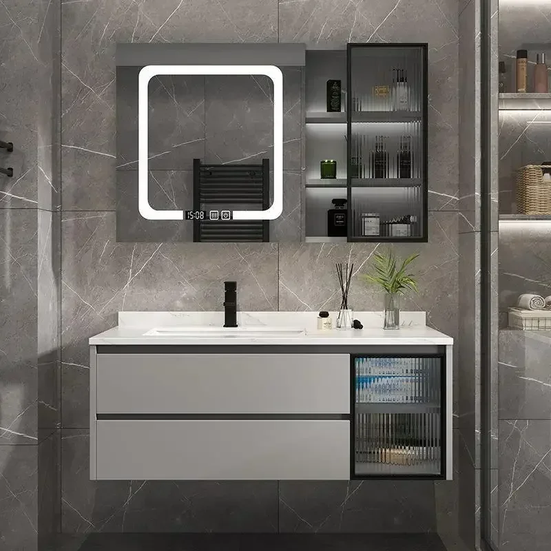 Bathroom Vanity Sink Cabinet Set Mirror Light Modern Space Saving Organizers Storage Luxury Furniture Organizer Double Makeup