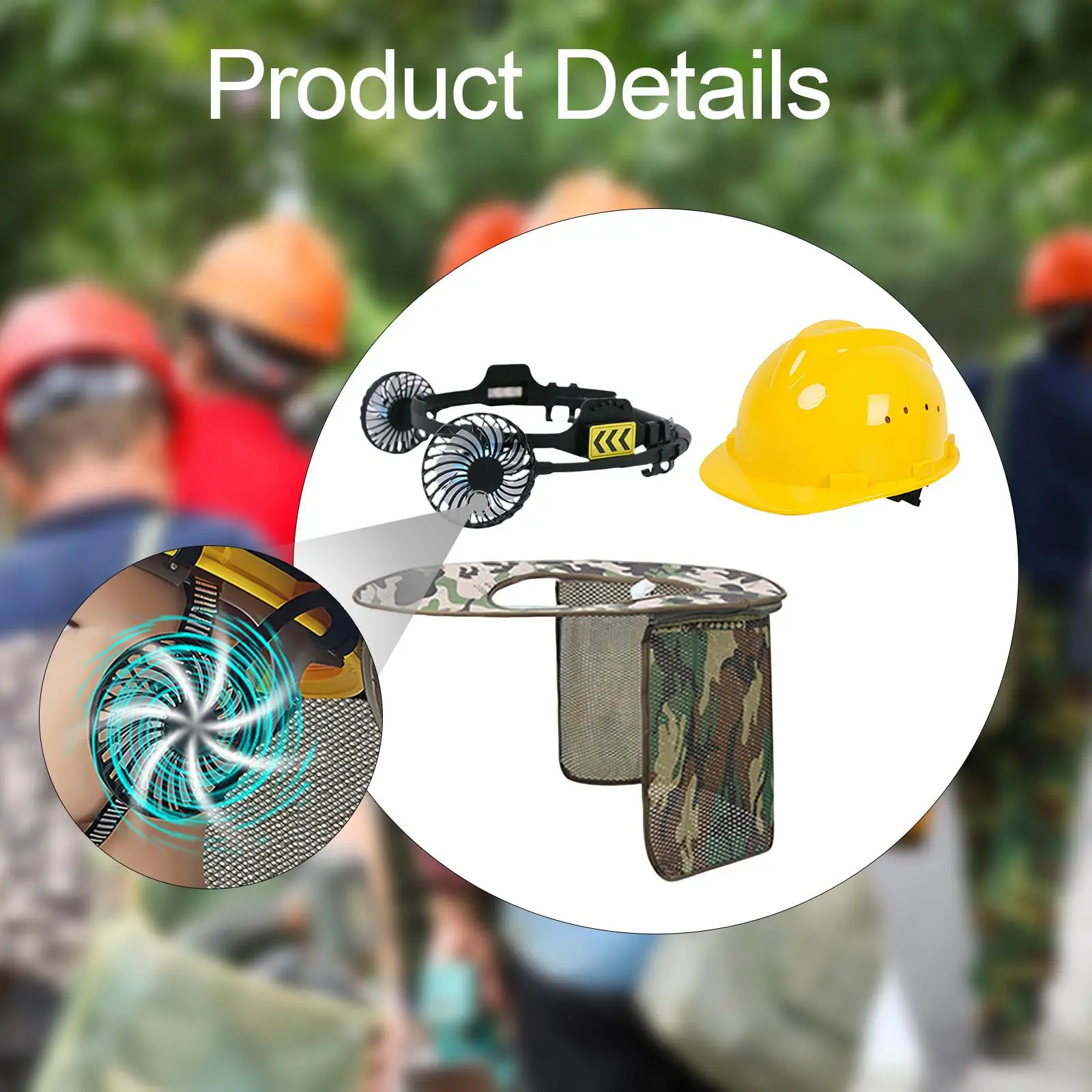 ハードハット冷却ファン軽量軽量ポータブル調節可能な多目的