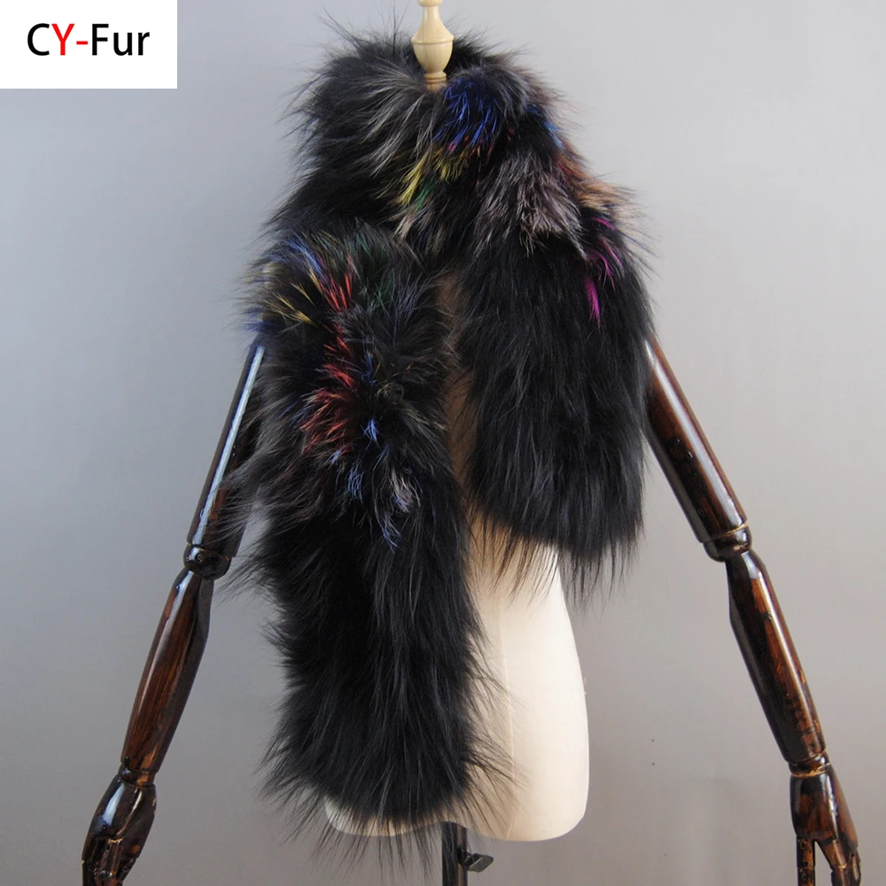 Hot Sale Women Real Fox Fur Scarf Long Style Lady Warm Soft Knitted Real Fox Fur Shawl Wrap Natural Fox Fur Pashmina Scarves