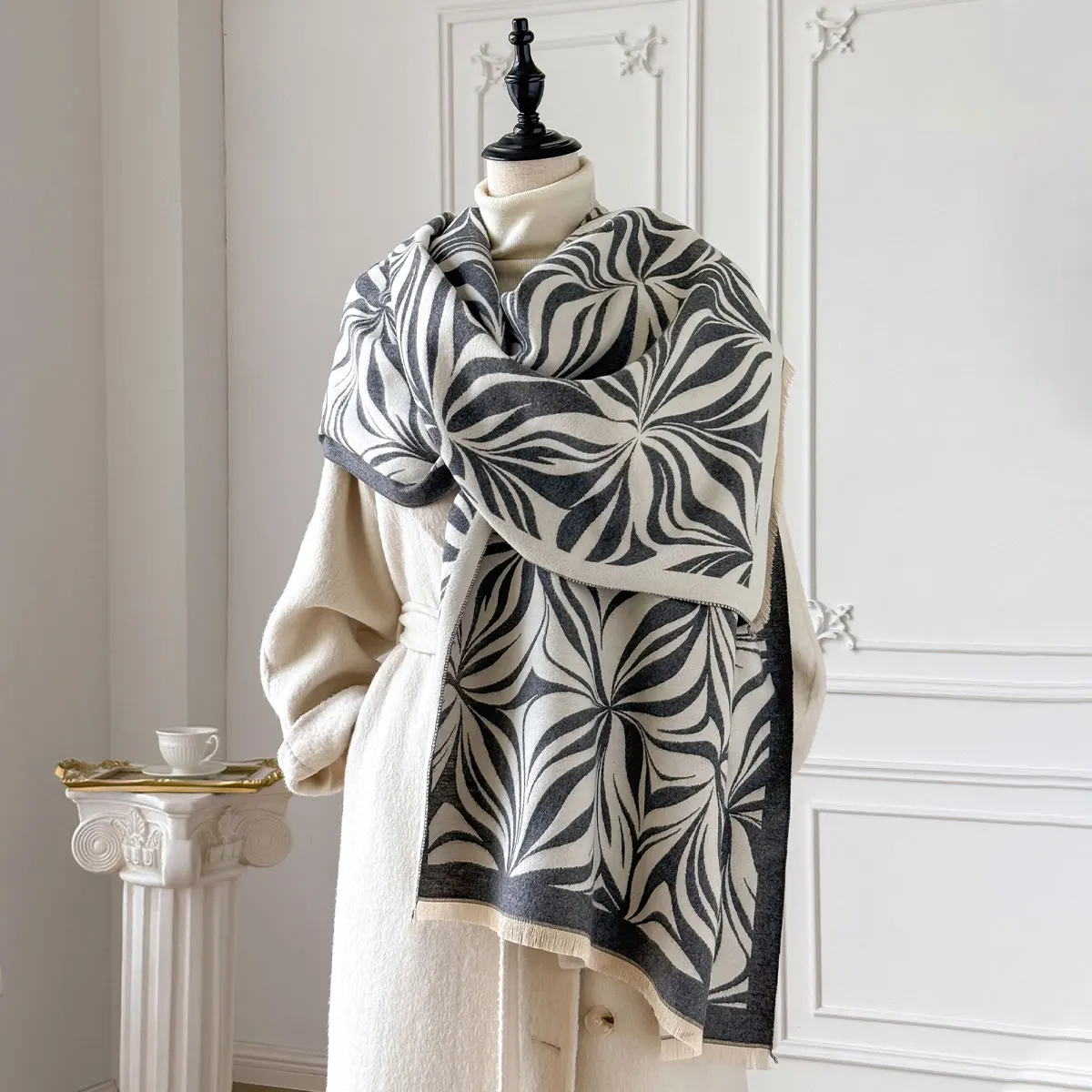 

Изысканный кашемировый шарф-пончо 2025 года, стильная пашмина с роскошными принтами, ультратолстое одеяло для холодной погоды