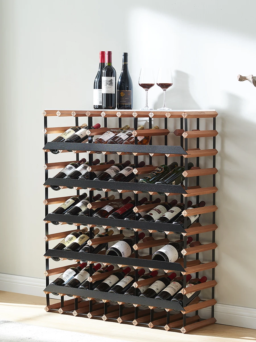 Full oblique display wine cellar wine rack winery  shop red  display floor  cabinet custom solid wood red