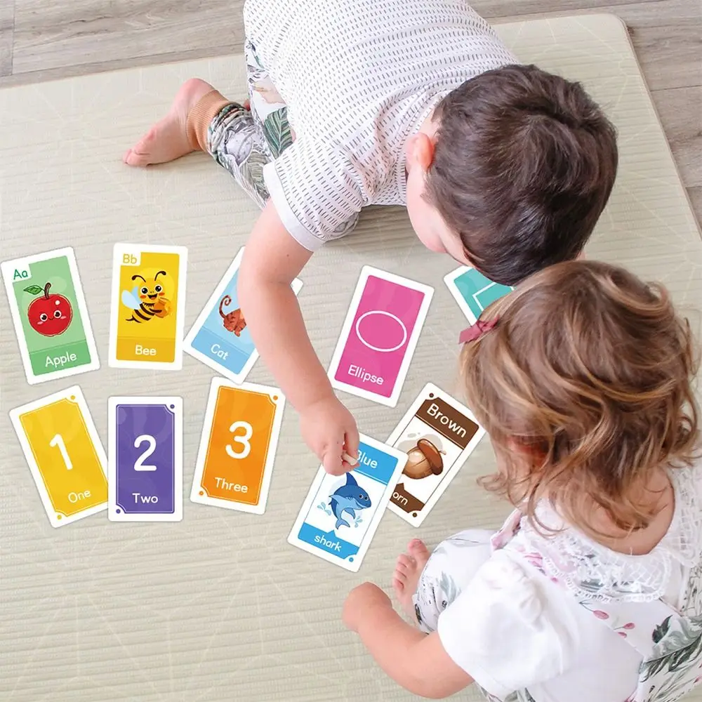Flashcard per l'educazione precoce dei cartoni animati creativi Carte per l'apprendimento delle prime parole multicolori Carta di riconoscimento dei numeri a forma di colore