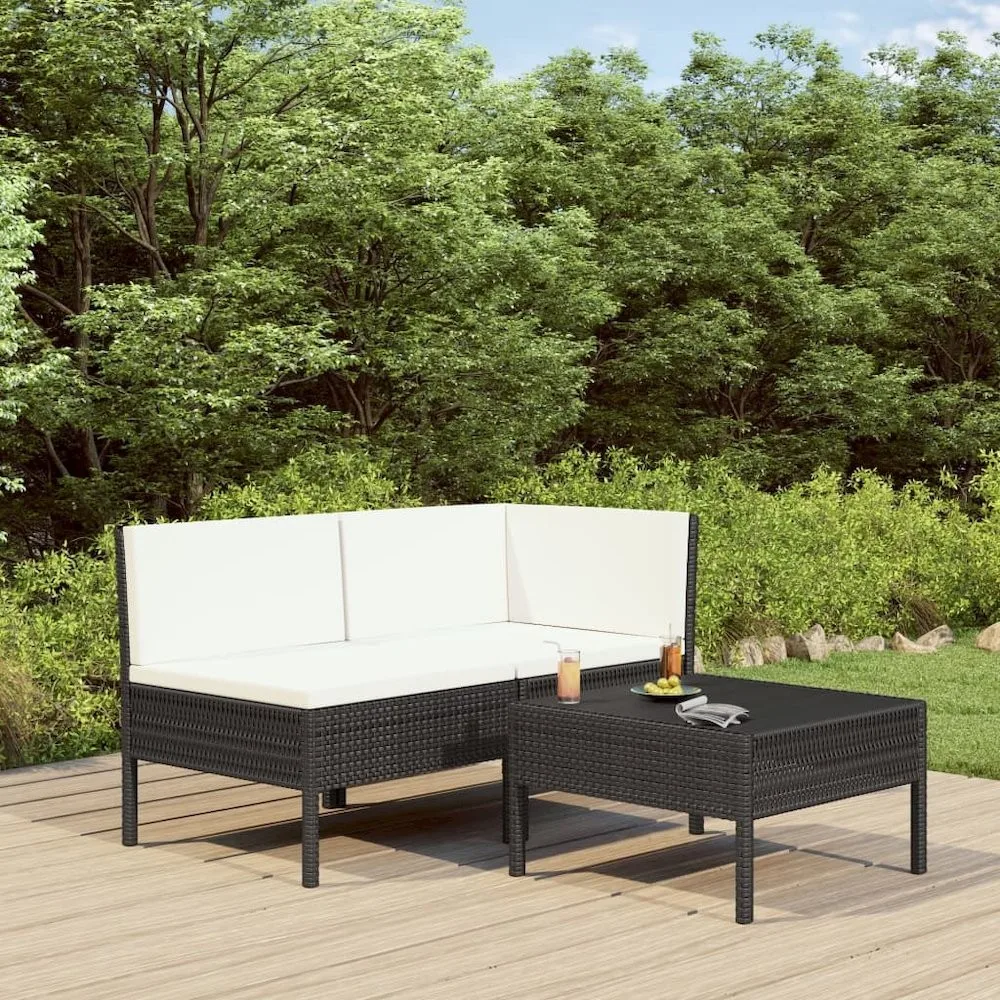 

Garden Furniture Set Black, Cream White