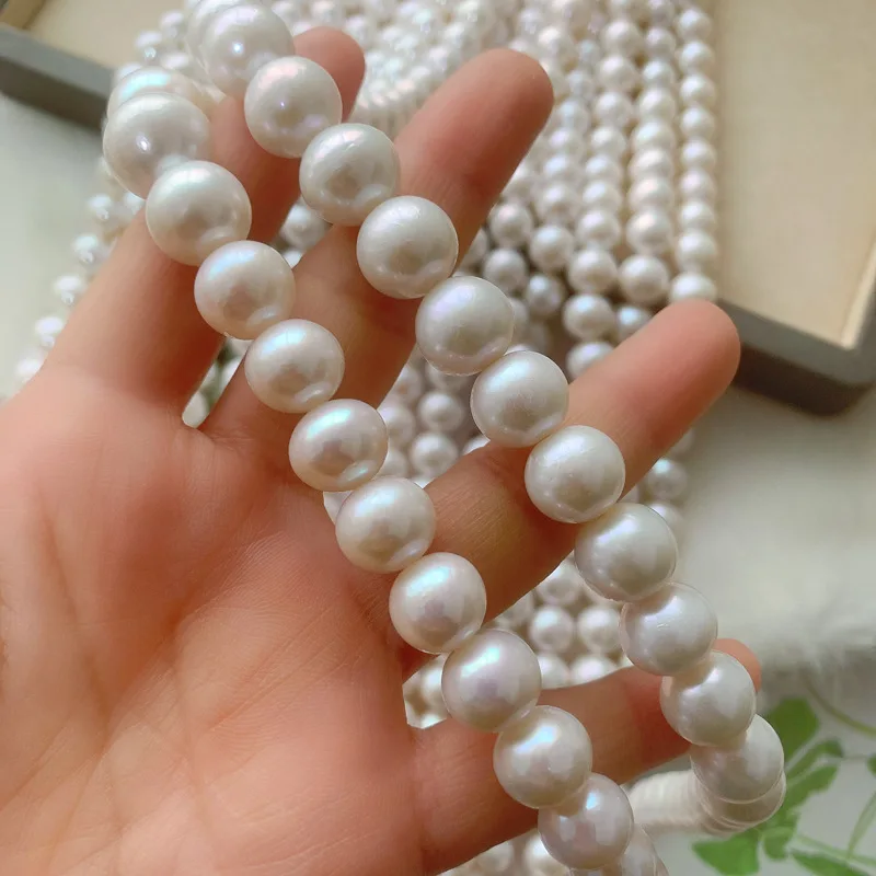 18 'الباروك AAAA + 10-11 مللي متر جنوب البحر أكويا قلادة من اللؤلؤ الأبيض 925s 36in #2