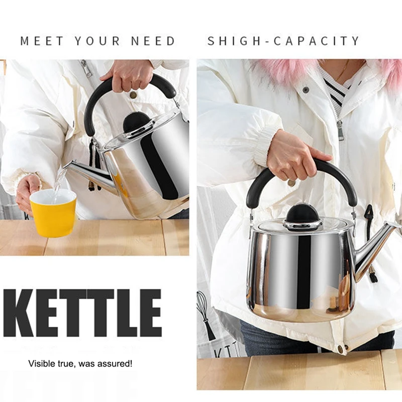 1 Piece 3L Thickened Whistle Kettle Rapid Heating Boiling Water Pot Tea Kettle Stainless Steel