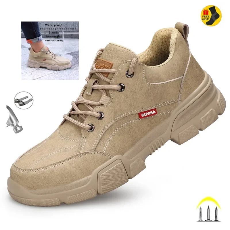 

Waterproof Wrok Safety Shoes For Men Summer Breathable Indestructible Boots Non-slip Industrial Construction Shoes Male Footwear