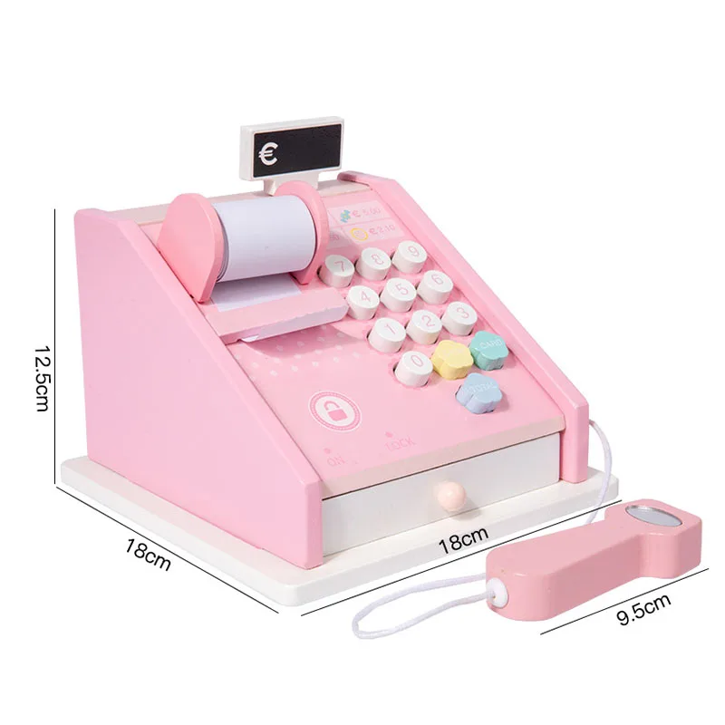 New Play House Toys Wooden Cash Register Toys Simulation Supermarket Checkout Counter Children Role-Play Toys Girl Birthday Gift