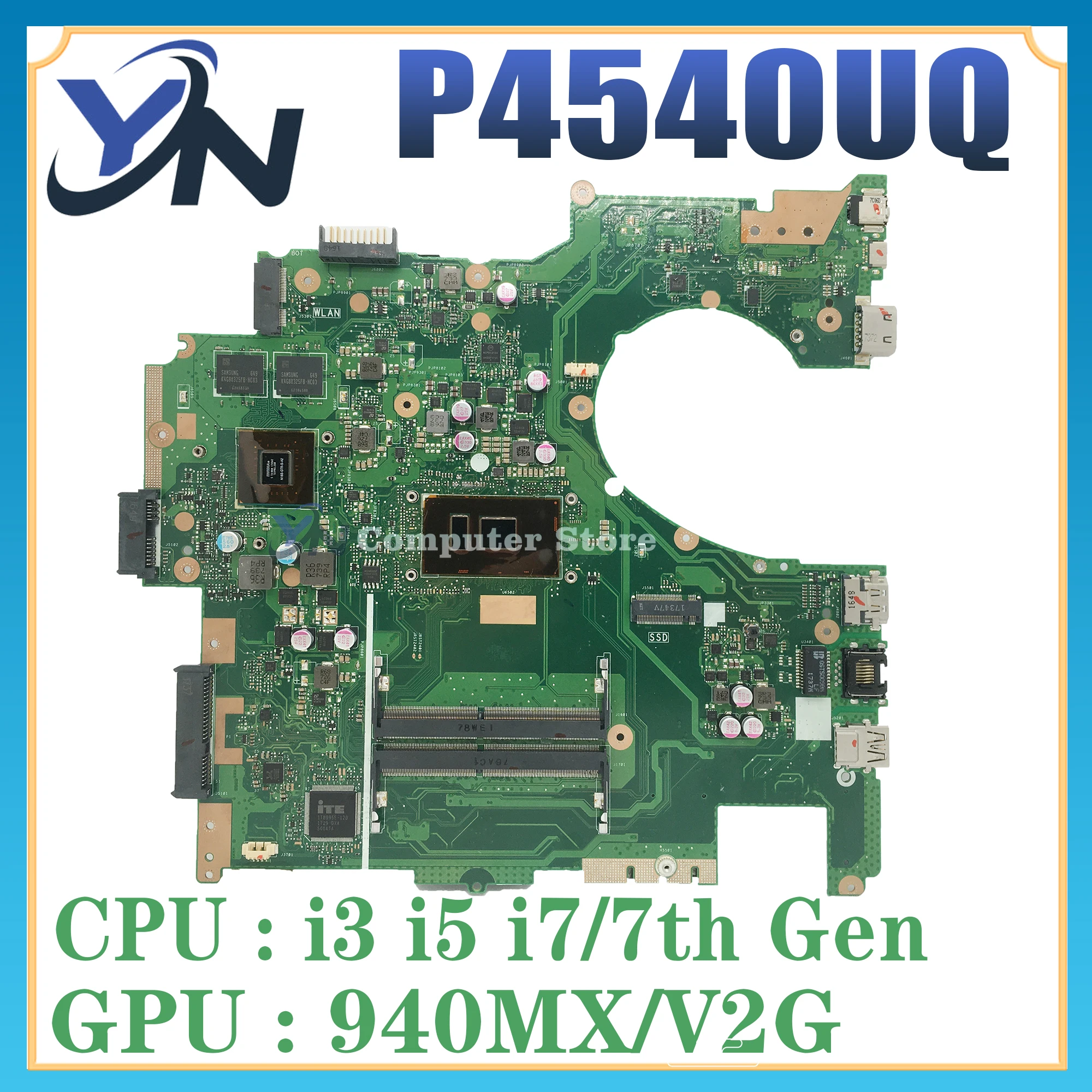 

P4540UQ Mainboard For ASUS PRO P4540U PU554U P454U P4540 Laptop Motherboard i3-7100U i5-7200U i7-7500U 940MX 100% Test OK