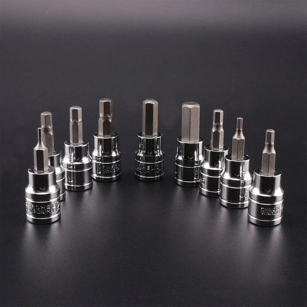 Hex Bit Bit Socket Chrome vanadium steel Kit 2-10mm 3/8" Drive & Drill 3/8\" Drive & Drill Sockets Anti-corrosion