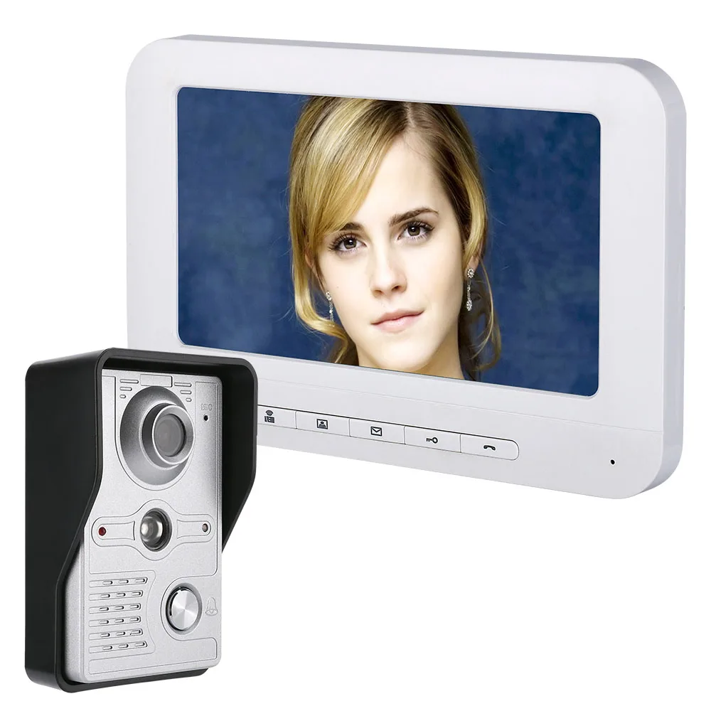 

Doorbell 7'' Visual Intercom TFT LCD Wired Video Door Phone System Indoor Monitor 700TVL Outdoor IR Camera Support Unlock