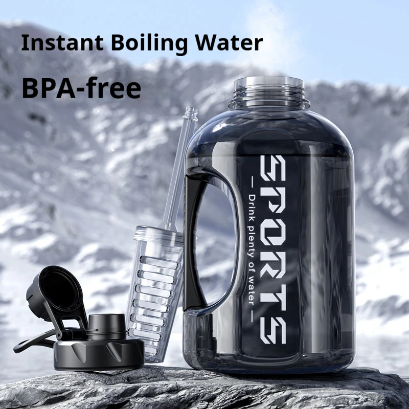 1800/2600ML Large Capacity Accurate Calibration Fitness Camping Men Water Kettle Sports Water Bottle with Straw Gym Cycling Cup
