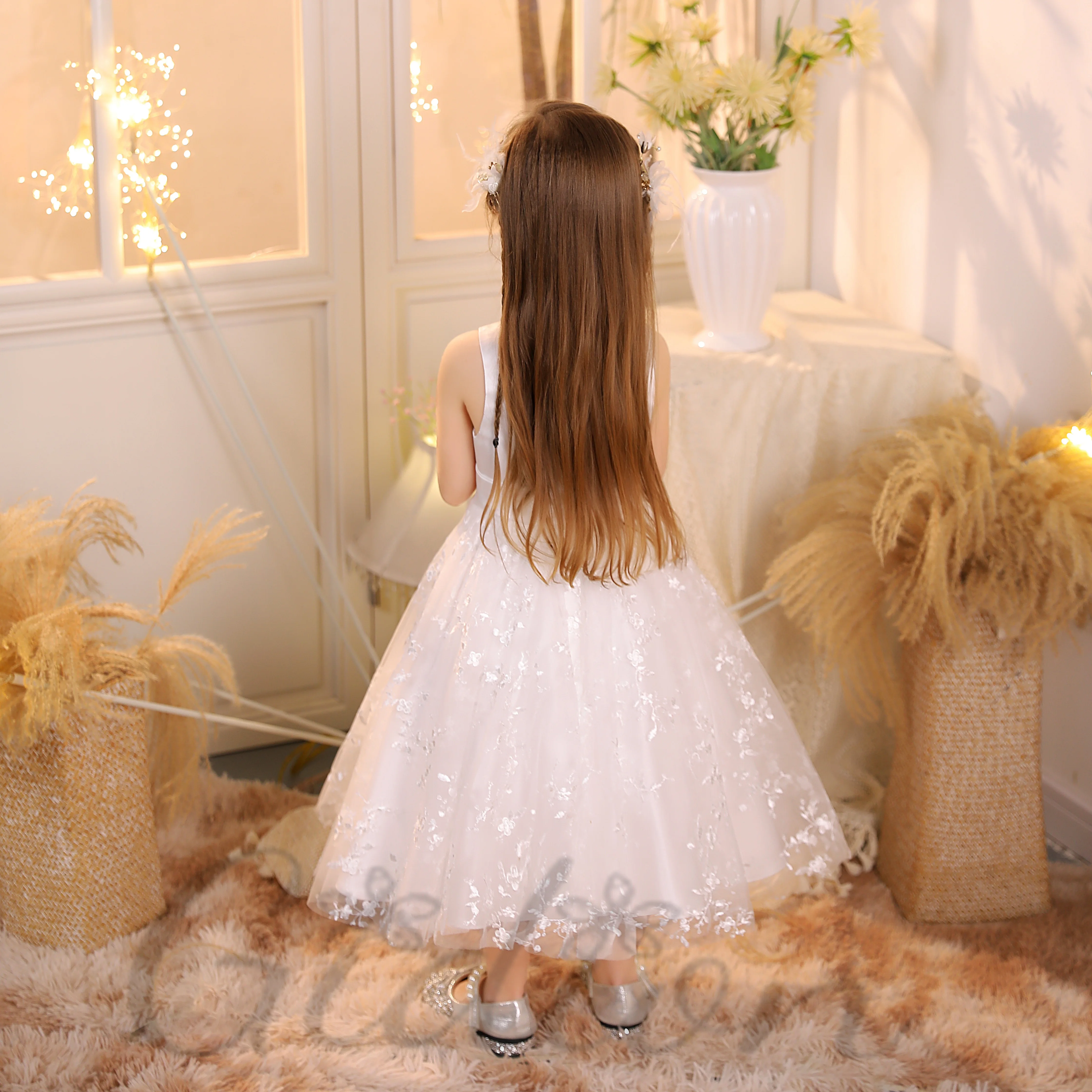 Kids Princess Flower Girl Dress Wedding Ceremony Prom Night Banquet Choir Show Pageant Banquet Celebration Ball Evening-Gown