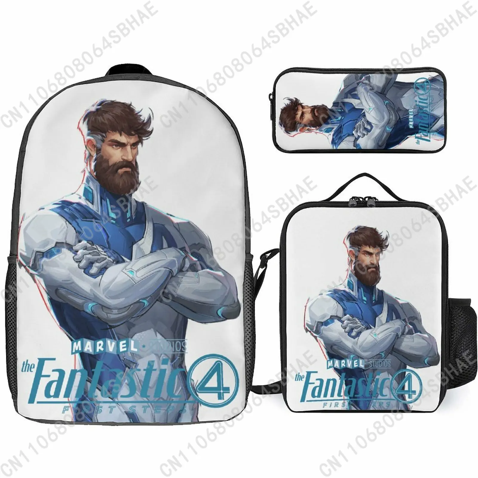 

Marvel Mister Fantastic School Backpack For Teen Middle High School Students 3Pcs Bookbag Lunch Tote Bag Pencil Pouch Cosplay