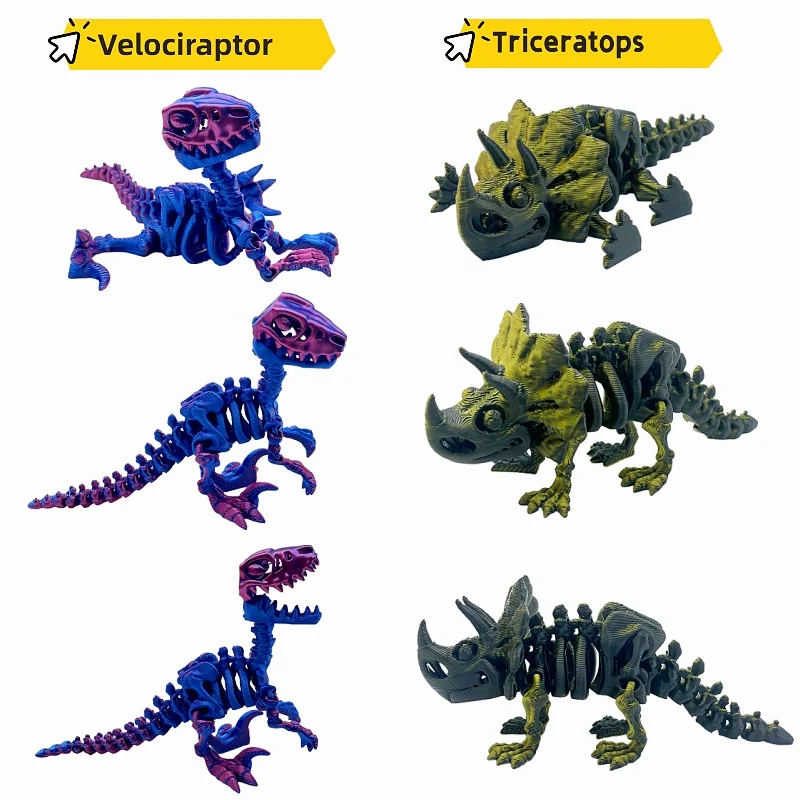 3D Printed Dinosaur 5-Piece Set, Articulated Joints, Includes T-Rex, Spinosaurus, Etc., Suitable for Gifting or Personal Use