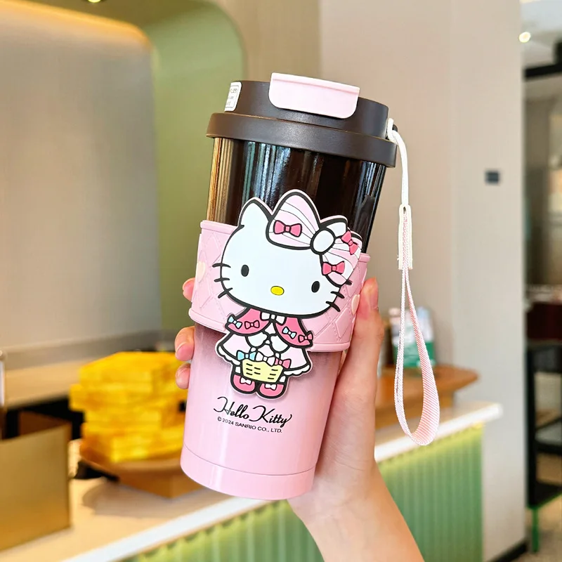 Kawaii Cartoon Anime Kuromi My Melody Cute Hello Kitty Sanrio Double Drink Coffee Cup Large Capacity 316 Food Grade Thermos Cup