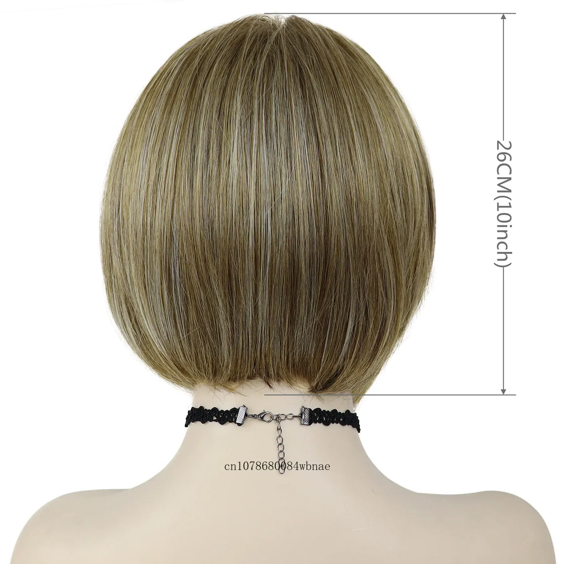 باروكات بوب قصيرة مع غرة، شعر مستعار صناعي مستقيم بني للنساء، شعر مستعار طبيعي ناعم للأم، حفلة تنكرية يومية غير رسمية #6
