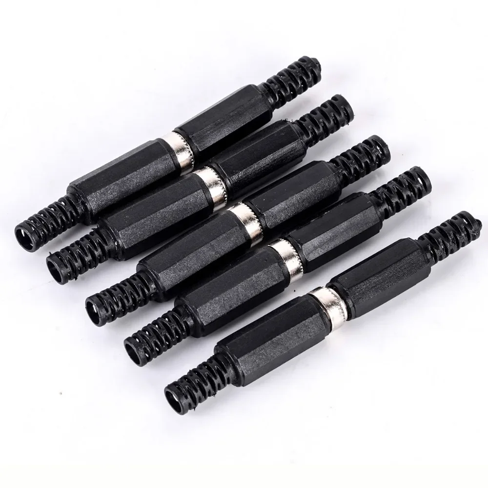 10Pcs 2.1mm x 5.5mm Male DC Plug Electrical Socket Outlet Power Jack Plugs For DIY Projects