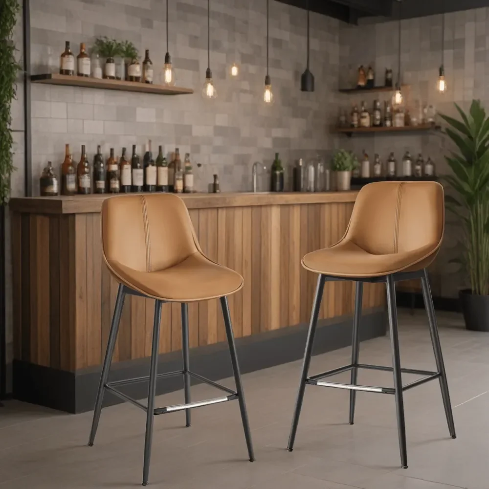 

Bar Stools Sillas Para Barra AltaBar Stools Set Of 2, Bar Height Bar Stools With Back, Ergonomic Backrest, Synthetic Leather, Me