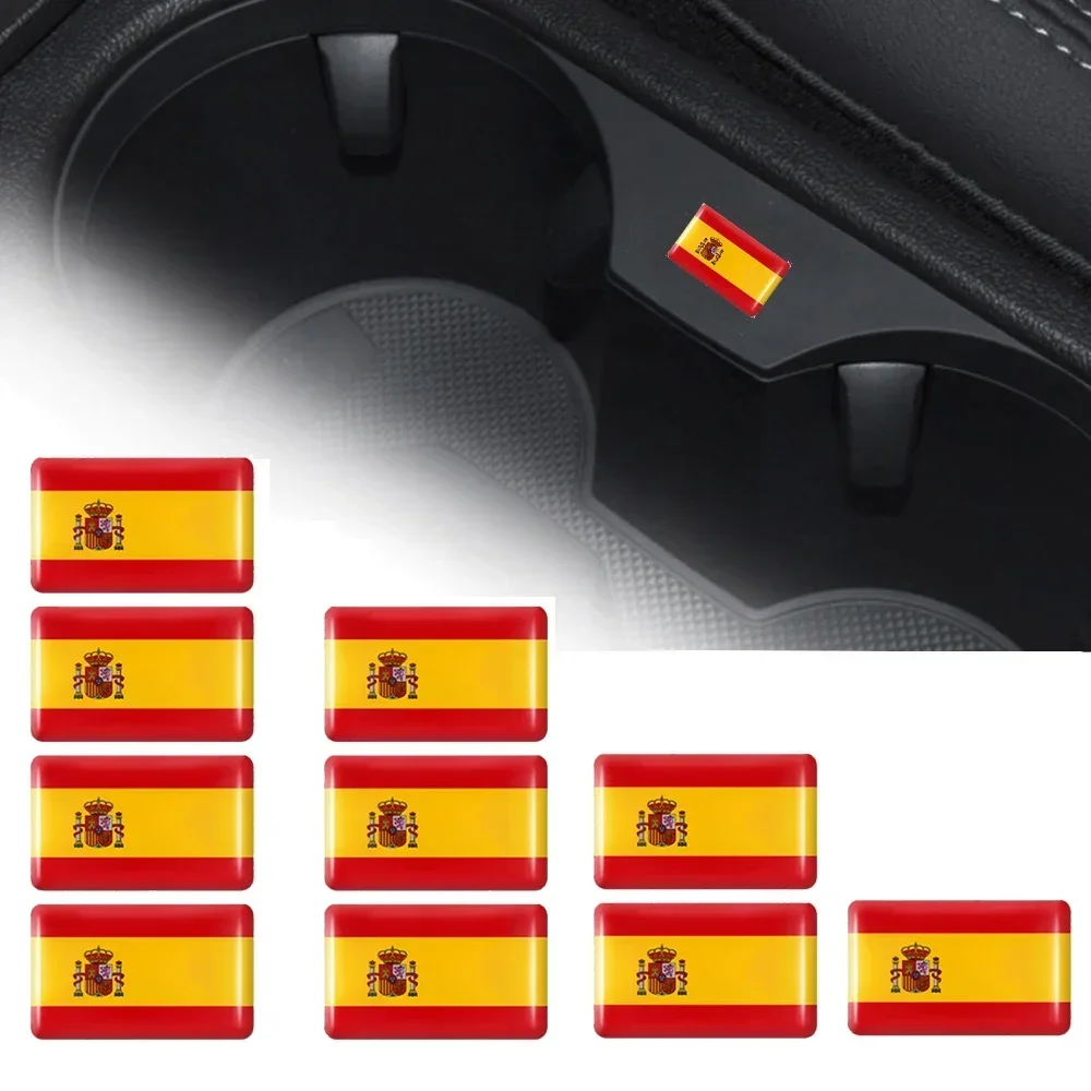 10pcs Epoxy Spain Burgundy Cross Flags Sticker Car Interior Decoration Decal for SEAT Cupra Leon Ibiza Ateca Alhambra Badge