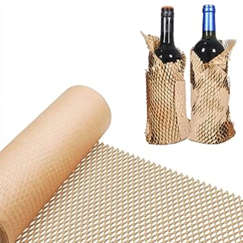 1PCS Floral Packaging Kraft Paper Degradable Anti-Collision Grid Honeycomb Wrapping Paper 30Cmx50 Meters