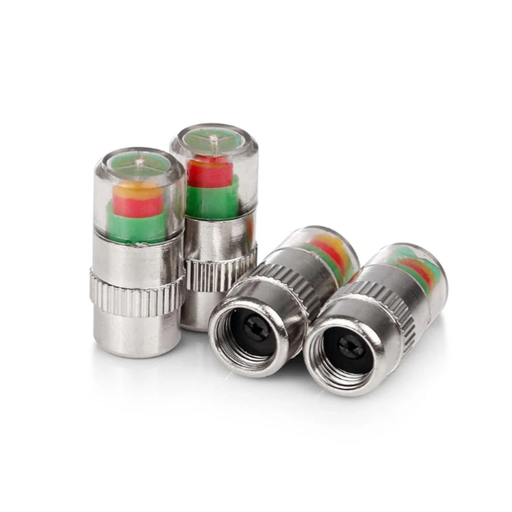 سيارات الإطارات مراقبة ضغط الهواء تنبيه 4 قطعة/المجموعة مؤشر الإطارات غطاء صمام قياس اكسسوارات السيارات سيارة قياس ضغط الإطارات قبعات مفيدة #4