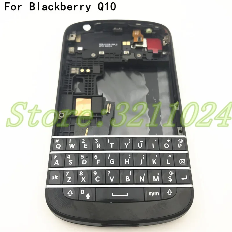 For Blackberry Q10 Full Housing Back Battery Case Cover + Frame Cover Case + English Keypad with Flex