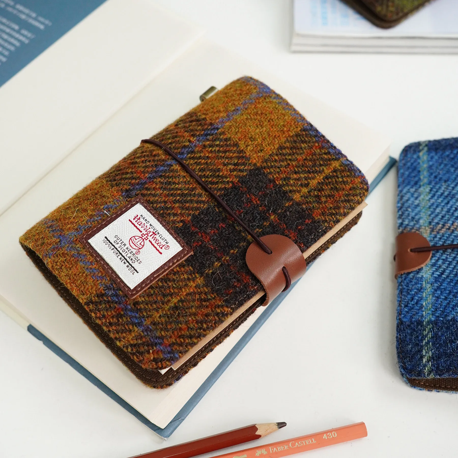 tn-passport-style-journal-harris-tweed-vintage-travel-portable-mini-notebook-strap-style-size-143x105-cm