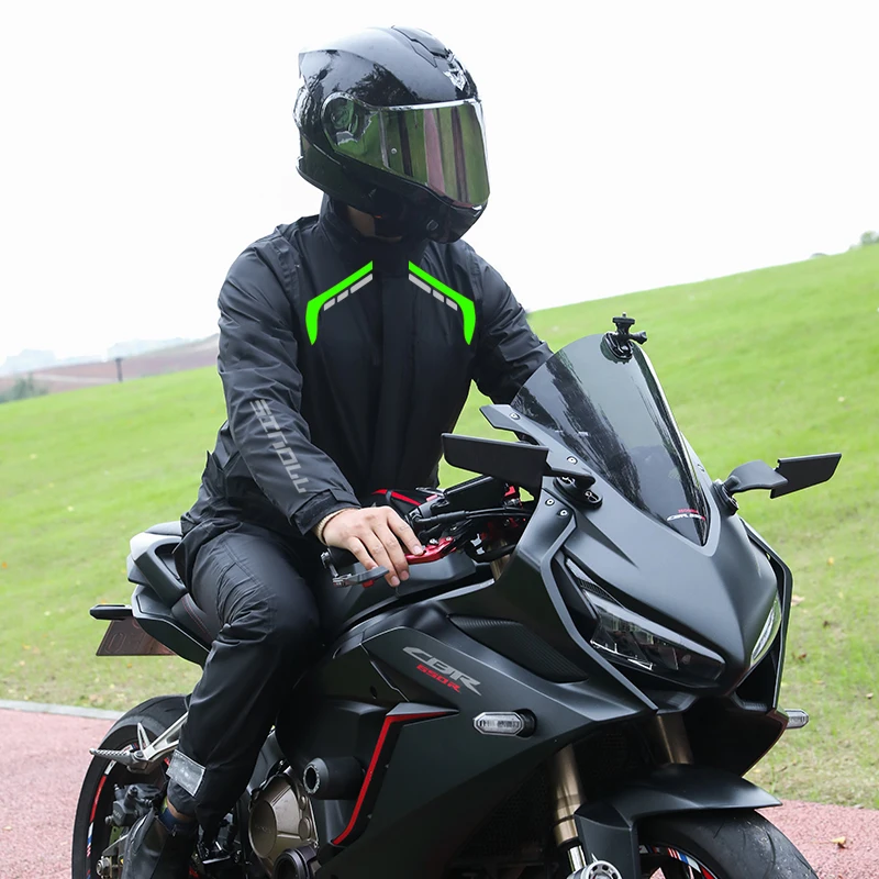 Factory Custom Reflective Waterproof % Polyester Motorcycle/Electric Bike Raincoat Rain Pants Split Set for Men Delivery