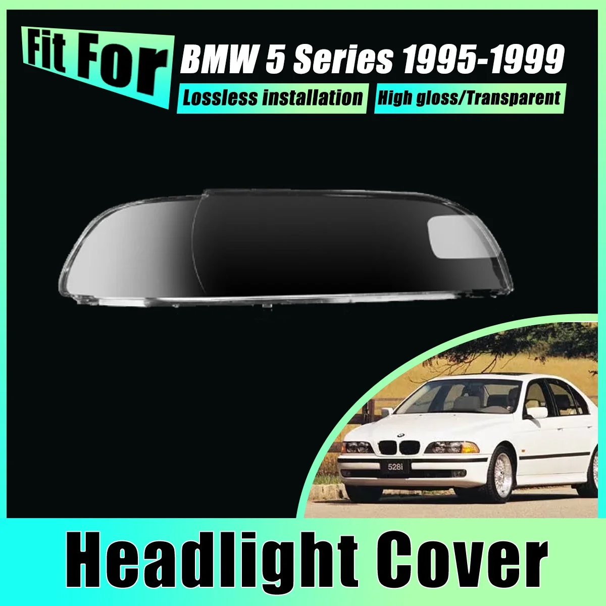 

LH RH Headlight Cover For BMW 5 Series 1995-1999 E39 1996 1997 Head Light Caps Front Lens Fog Lampshade Headlamp Car Accessories