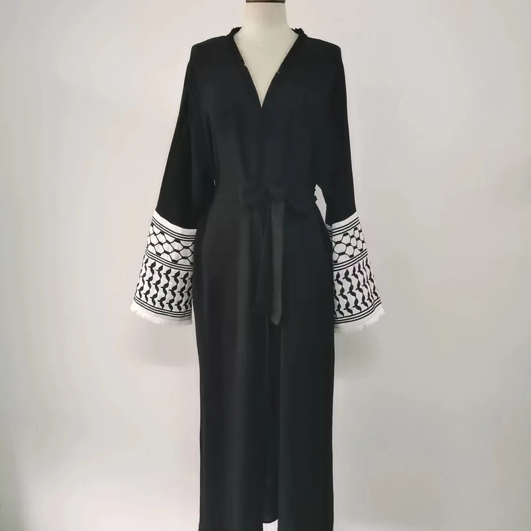 Eid Muslim Abaya for Women Party Arab Cardigan Robe Jalabiya Dresses Lace Up Ramadan Morocco Dubai Abayas Kaftan Islam Vestidos