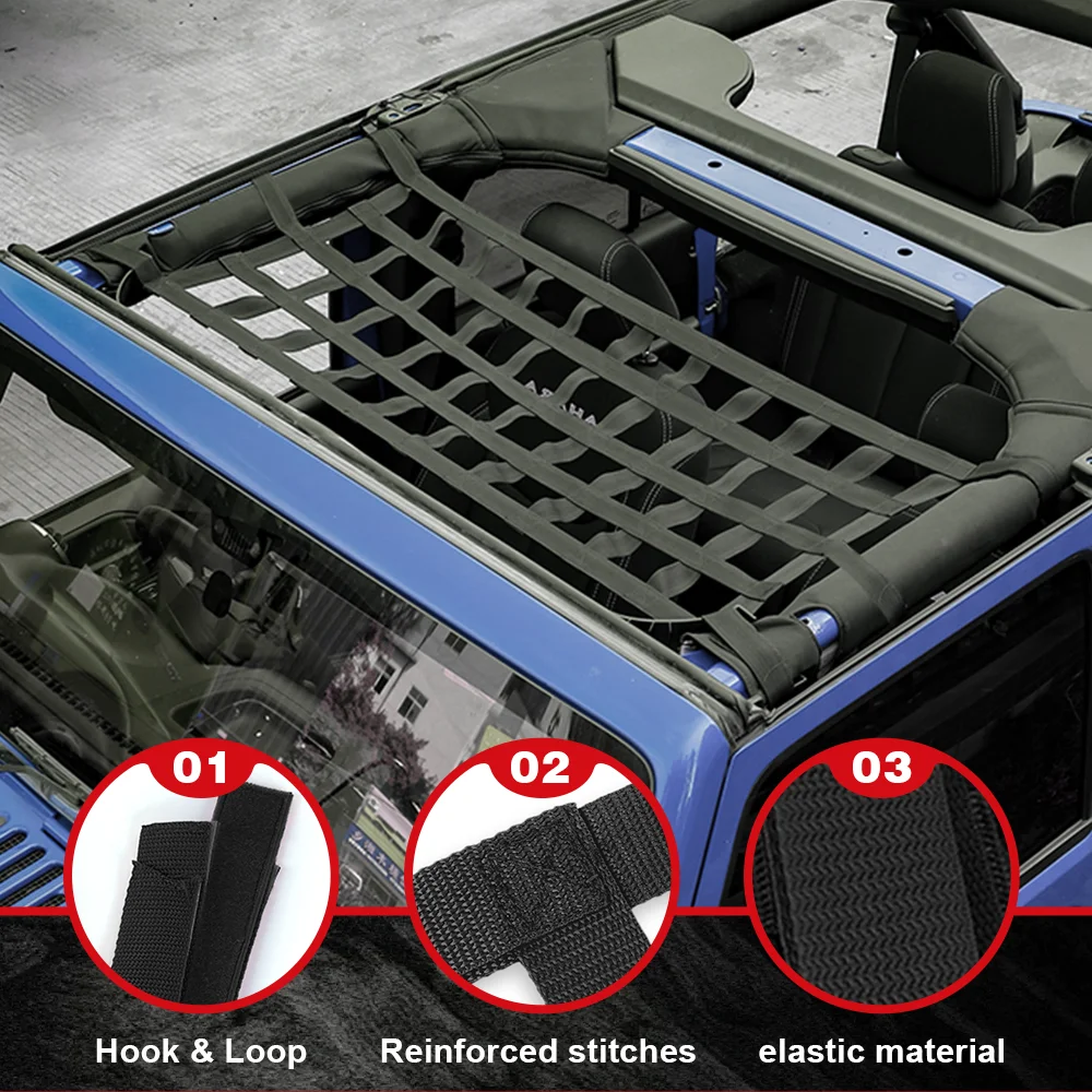 RASTP-متعددة الوظائف شبكة شبكة بضائع السيارات سقف صافي أرجوحة ل جيب رانجلر YJ TJ JK JKU JL JLU والمصارع JT 1987-2020 BAG111 #6