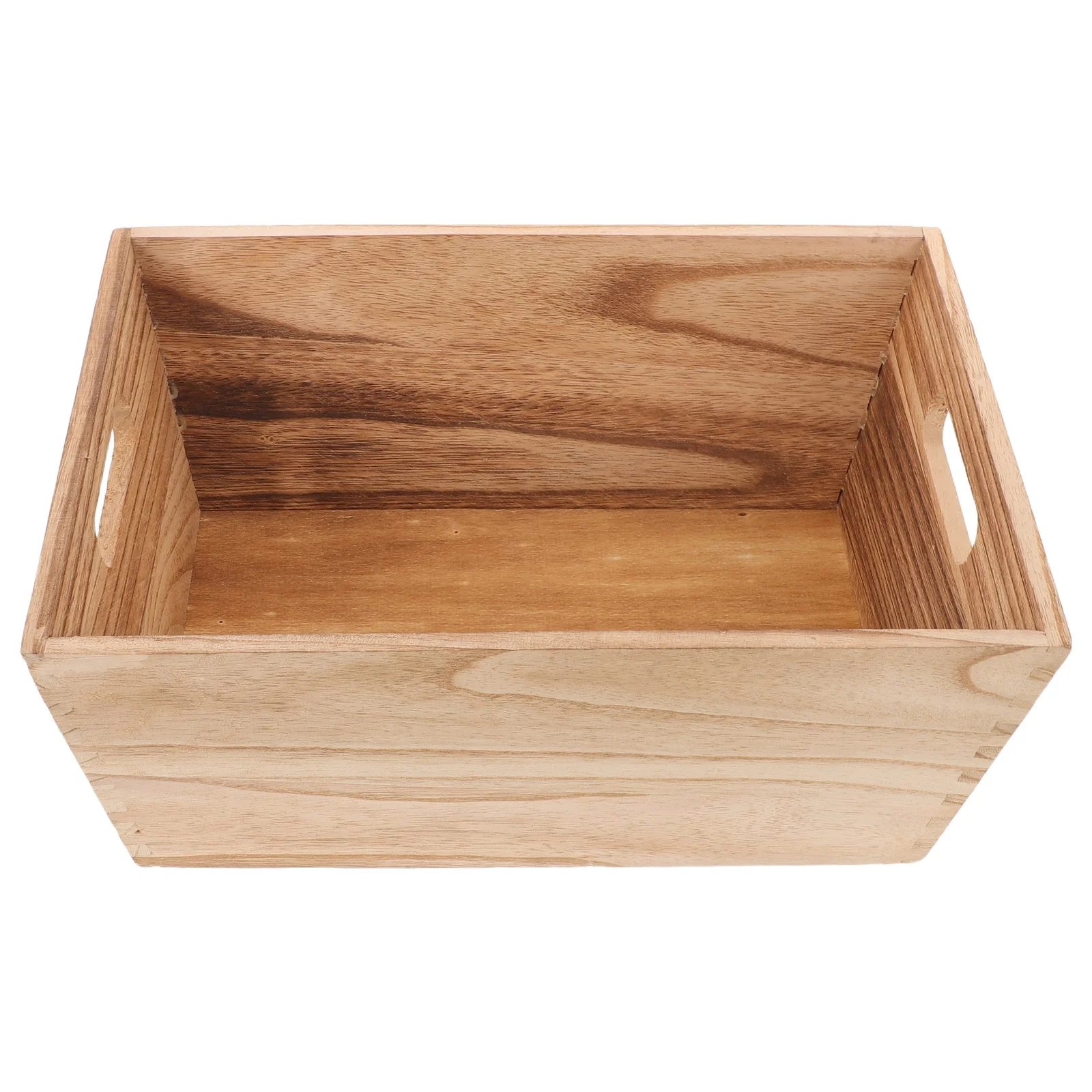 

Wooden Crates Unfinished Wood Box Handles Rustic Farmhouse Organizer Bin Kitchen Pantry Bathroom Storage Basket Fruit
