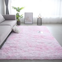 VIKAMA Simple Colorful Tie-Dye Silk Hair Carpet Non-Slip Bedroom Living Room Dirty Resistant Wearable Floor Mats Home Decoration