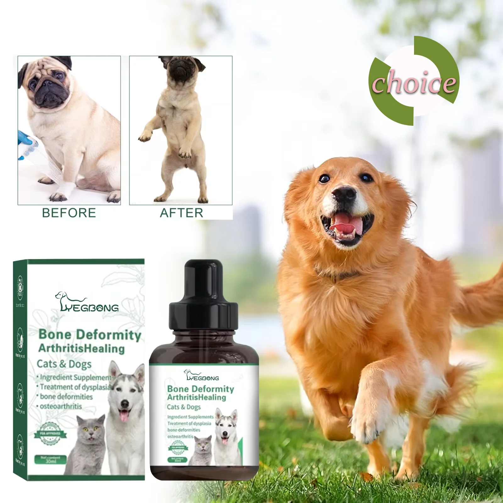 Dog Joint Care Drops Hip Joint Supplement Relieve Joint Discomfort Repair Bone Deformity Heal Arthritis Pet Bone Care Solution