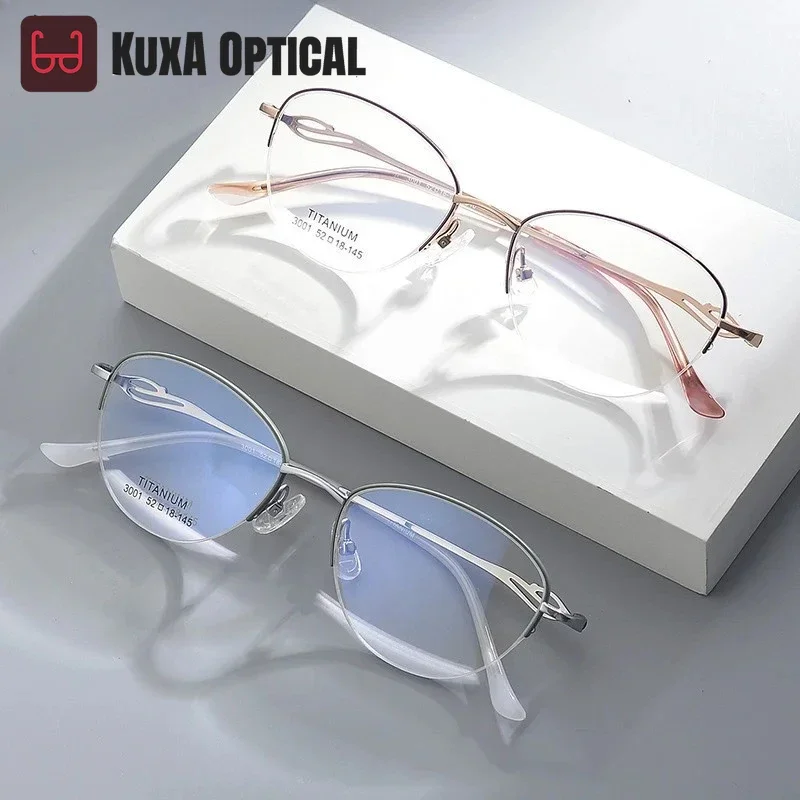 

KUXA очки для чтения из чистого титана, женские очки по рецепту, легкие линзы для близорукости, пресбиопии, роскошные очки ashion Gafas