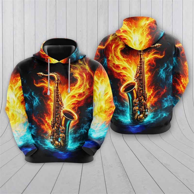 

Saxophone 3D Print Hoodies For Men Clothing Casual Jazz Music Graphic Sweatshirts Musical Instrument Tracksuit Singer Pullovers