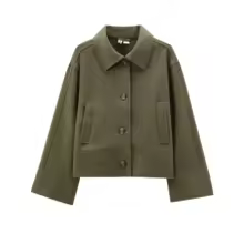 TRAF Women Fashion Winter New 2024 Solid Loose Jacket Long Sleeved Single Breasted Lapel Pocket Short Coats Chic Ladies Tops - AliExpress 