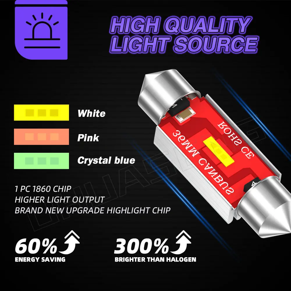 UHUASENG 2PCS C5W 12V 24V C10W Festoon Led Bulb 31mm 36mm 39mm 41mm Car Light Interior Reading Dome Door Trunk Signal Lamp Truck