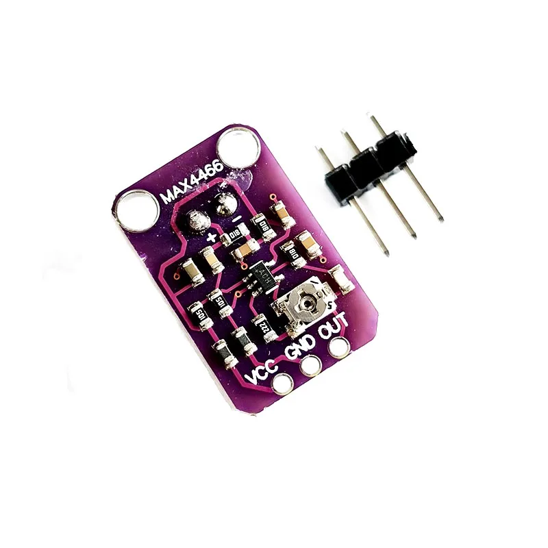 GY-MAX4466 MAX4466 Modulo amplificatore per microfono a elettrete Guadagno regolabile OUT GND Scheda amplificatore VCC 2.4-5V DC