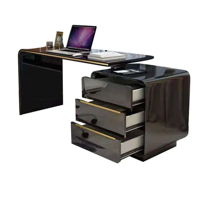 Modern White Luxury Executive Desk Storage Drawers Black Standing Home Computer Desks Study Laptop Escritorio Office Furniture